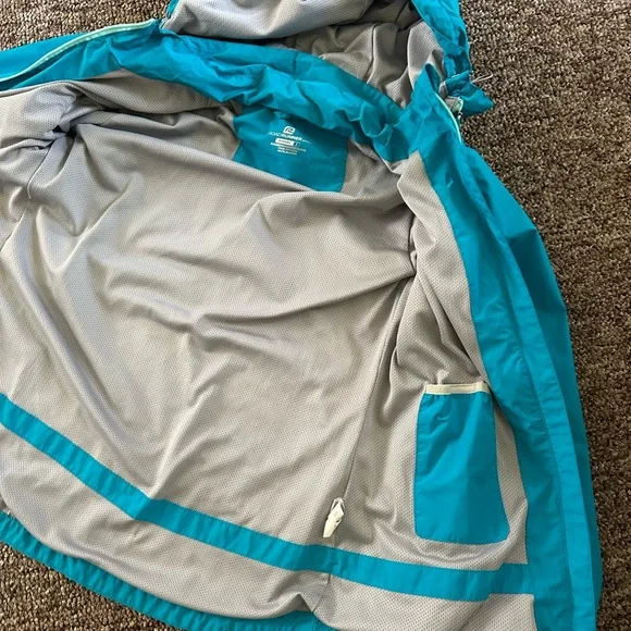 Women's Teal and Light Blue Running Jacket - Picture 4 of 4
